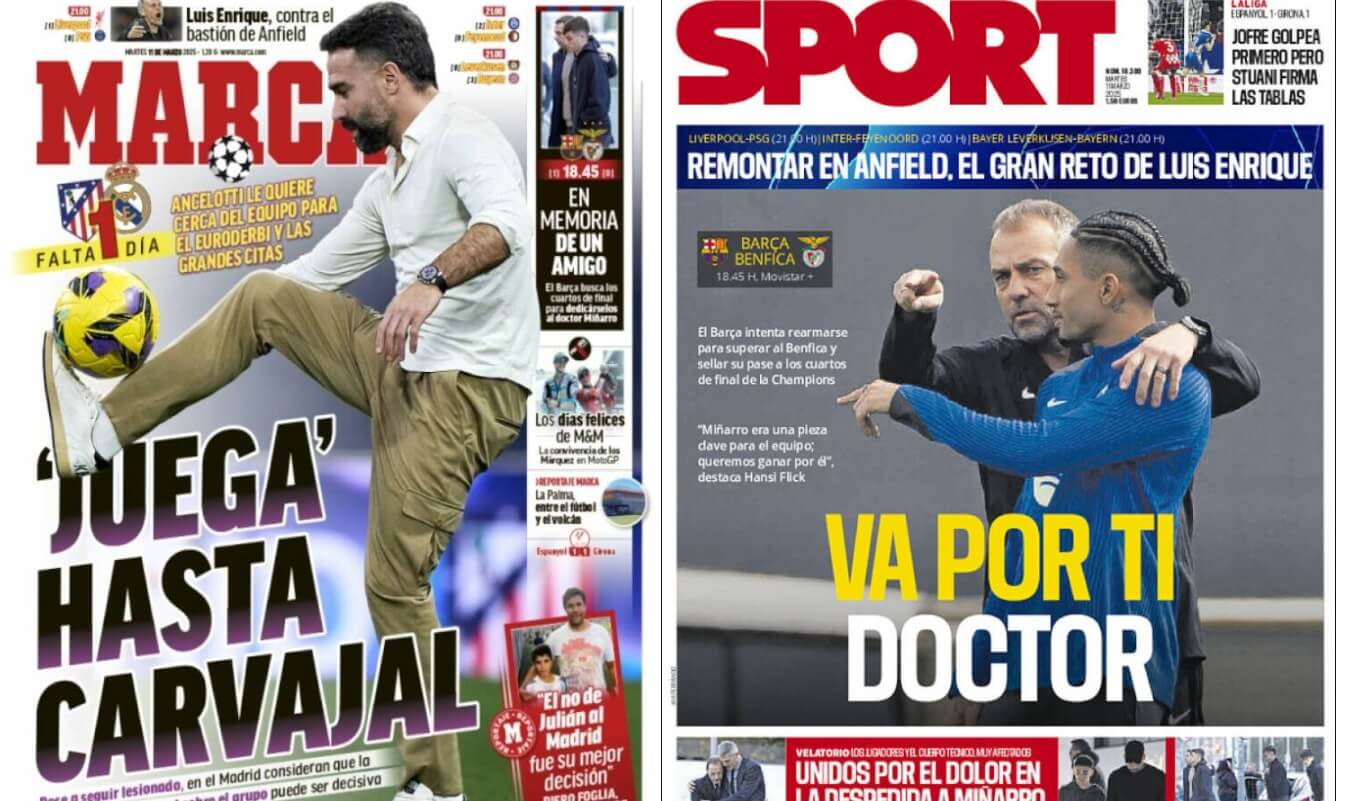 Portadas Deportivas Martes 11/3/2025 | Marca, As, Sport, Mundo Deportivo Portadas Deportivas Martes 11/3/2025