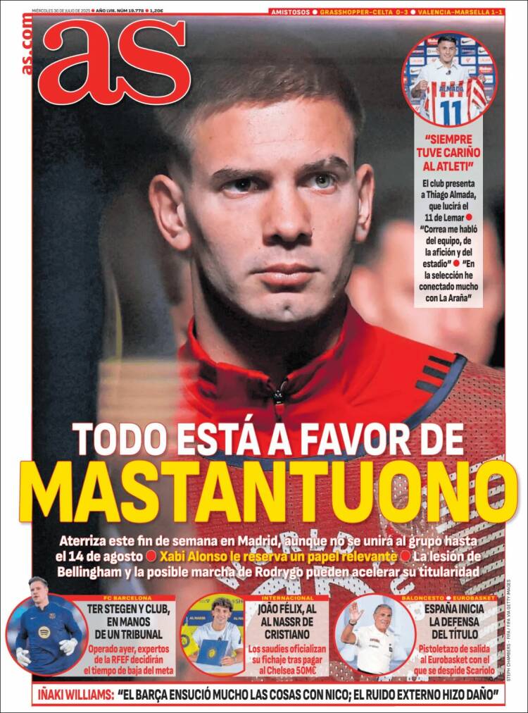 Portadas Deportivas Miércoles 30/7/2025
