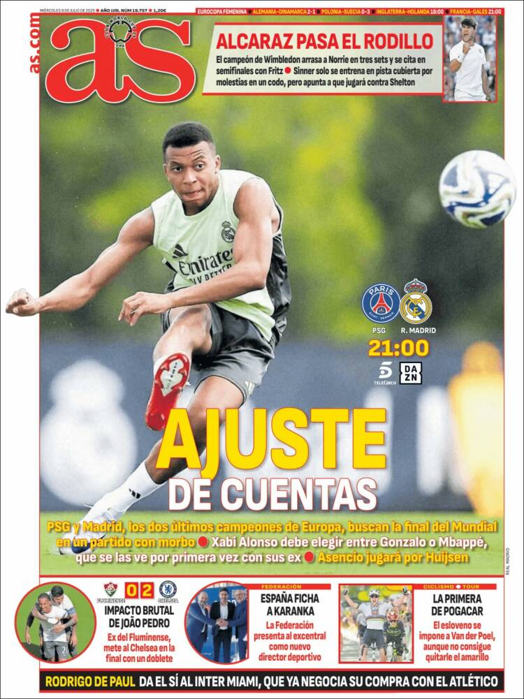 Portadas Deportivas Miércoles 9/7/2025 