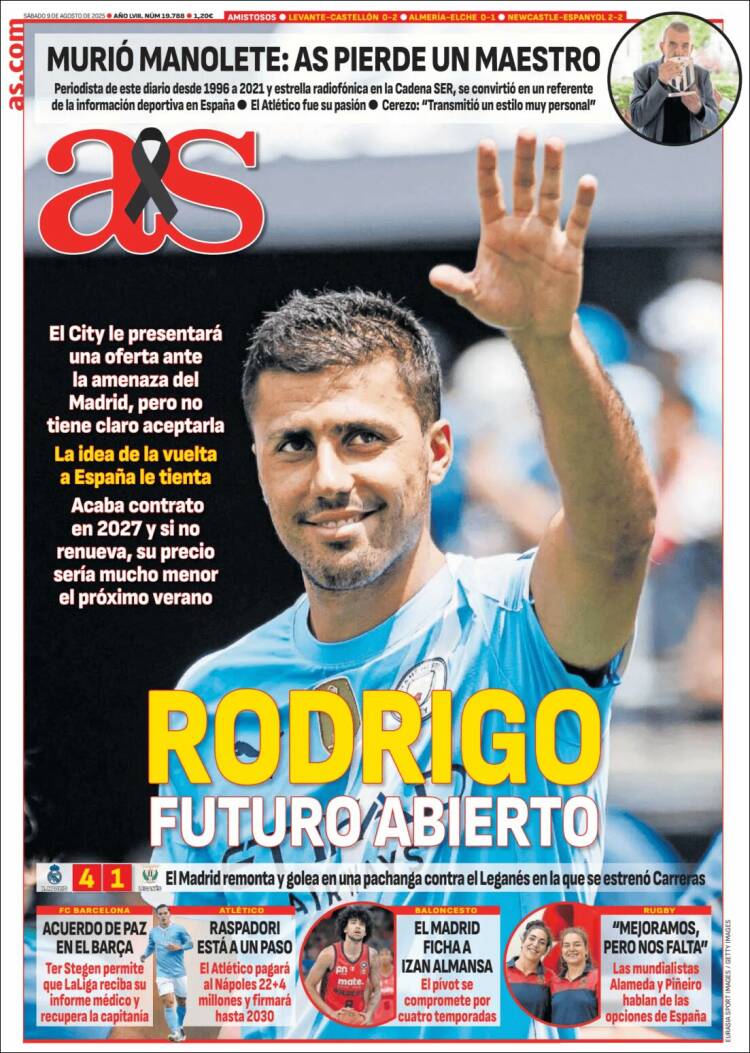 Portadas Deportivas Sábado 9/8/2025 Portadas Deportivas Sábado 9/8/2025