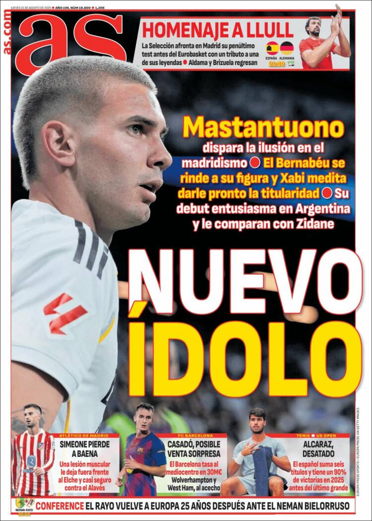 Portadas Deportivas Jueves 21/8/2025 Portadas Deportivas Jueves 21/8/2025