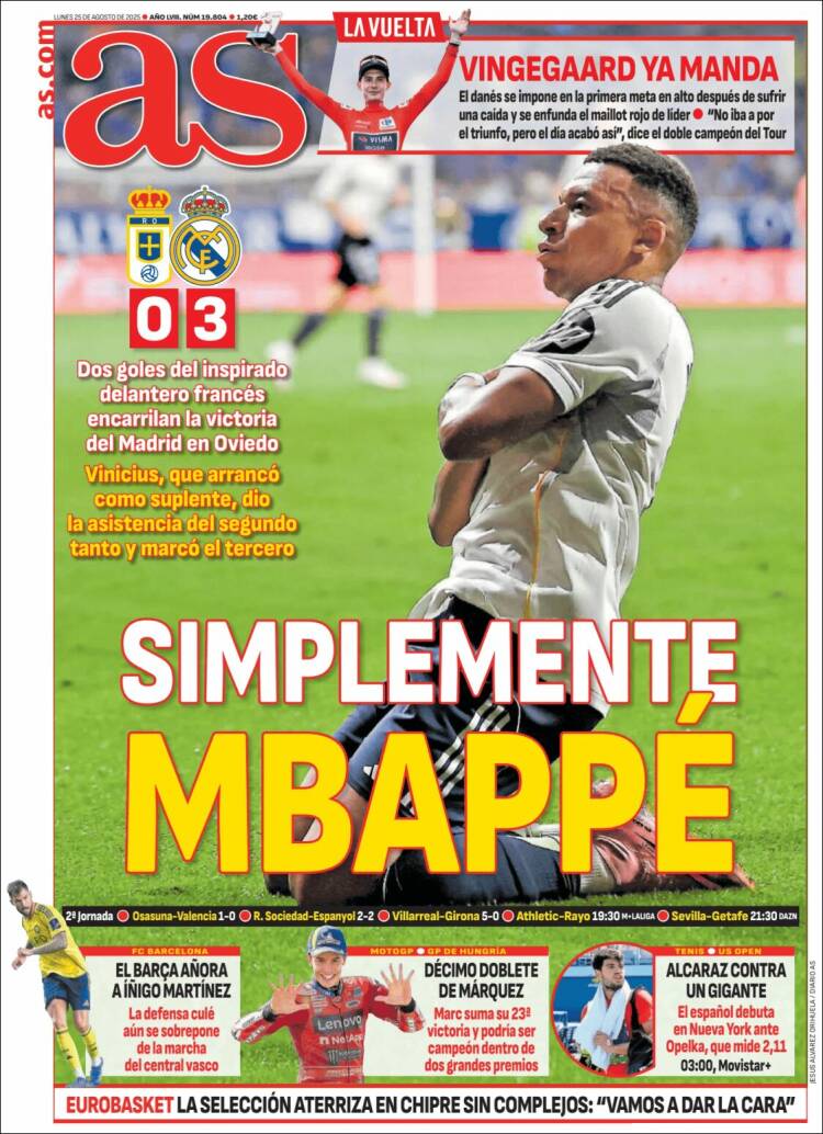 Portadas Deportivas Lunes 25/8/2025 Portadas Deportivas Lunes 25/8/2025