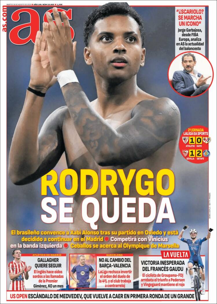 Portadas Deportivas Martes 26/8/2025