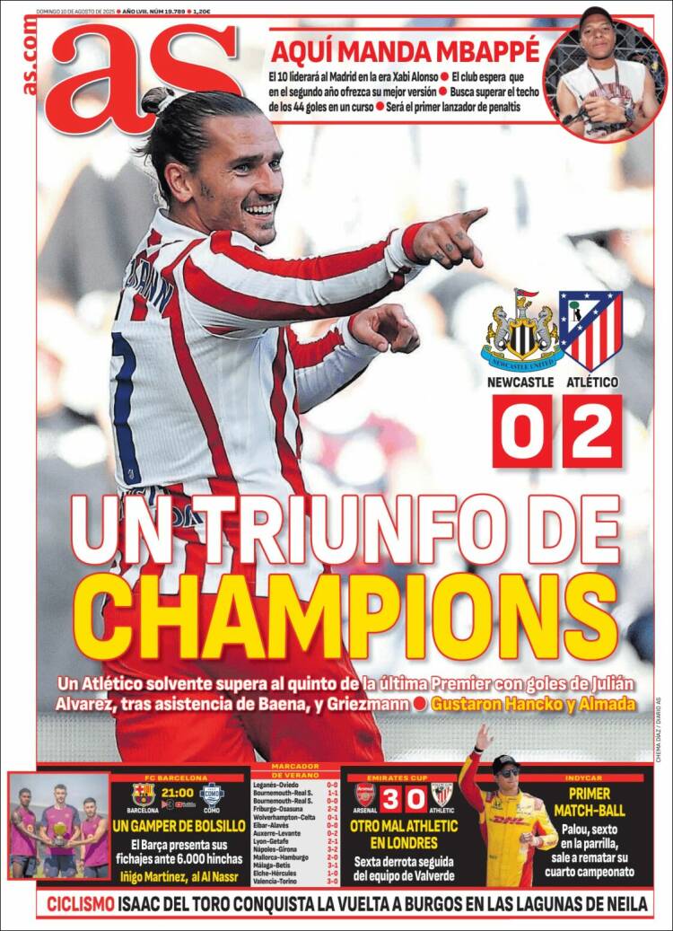 Portadas Deportivas Domingo 10/8/2025 