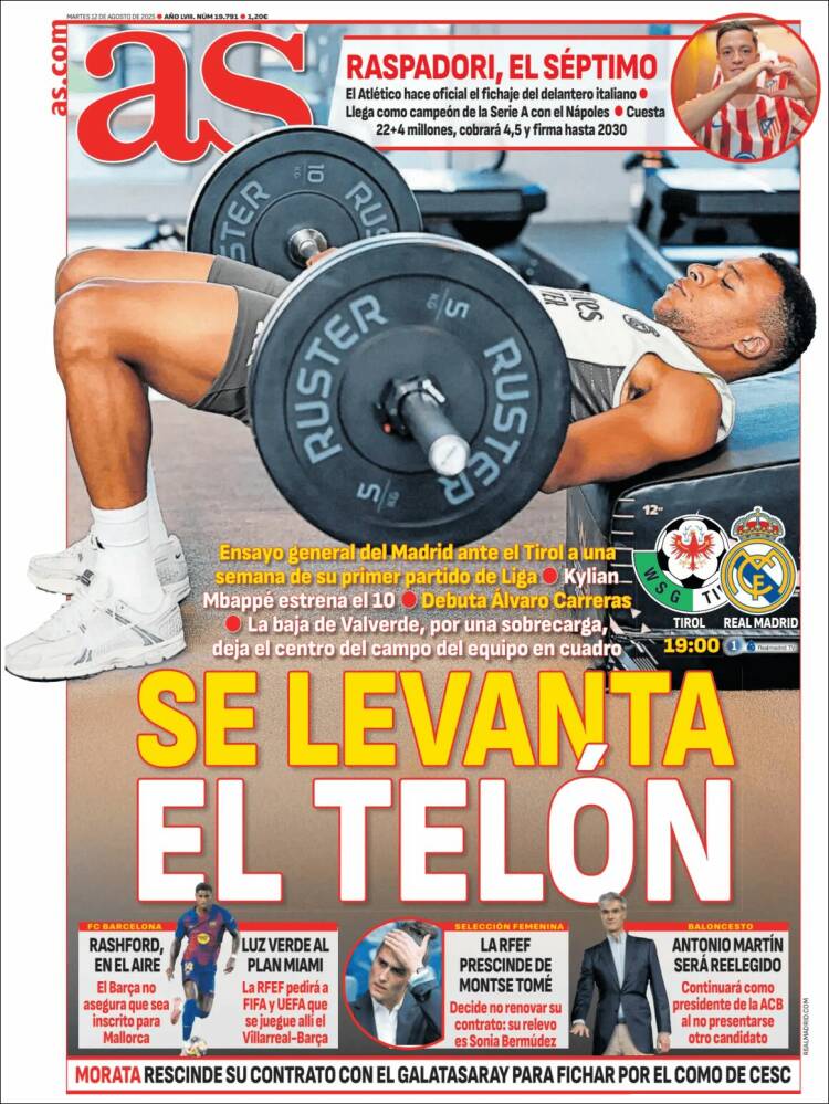 Portadas Deportivas Martes 12/8/2025