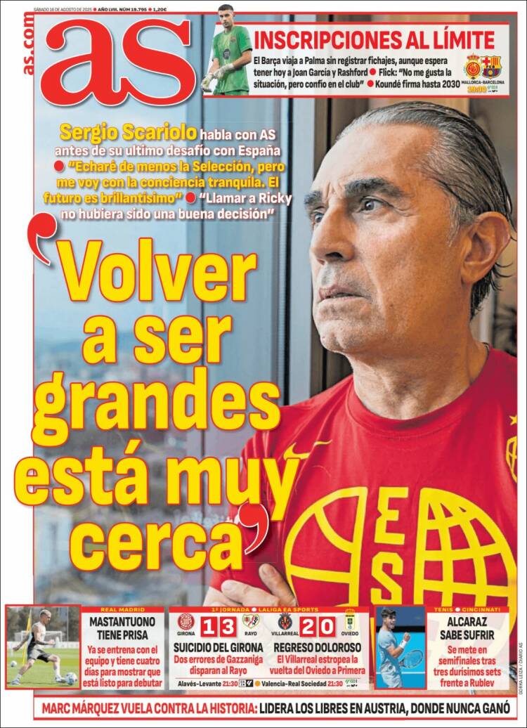 Portadas Deportivas Sábado 16/8/2025 Portadas Deportivas Sábado 16/8/2025