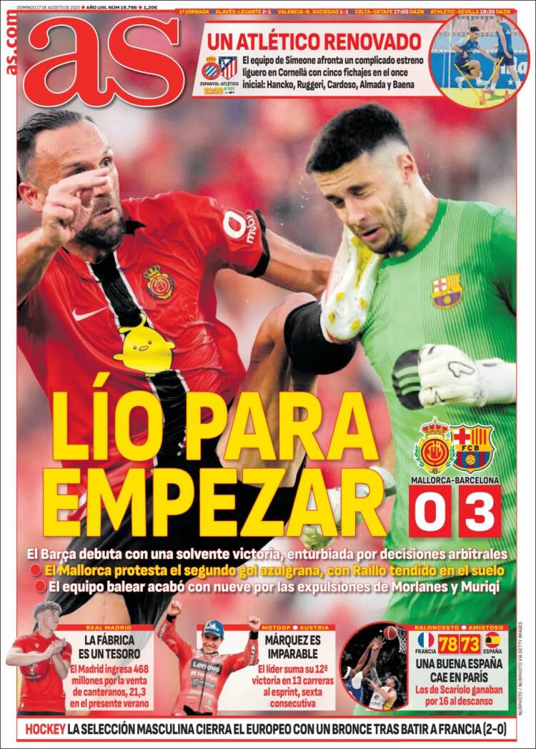 Portadas Deportivas Domingo 17/8/2025