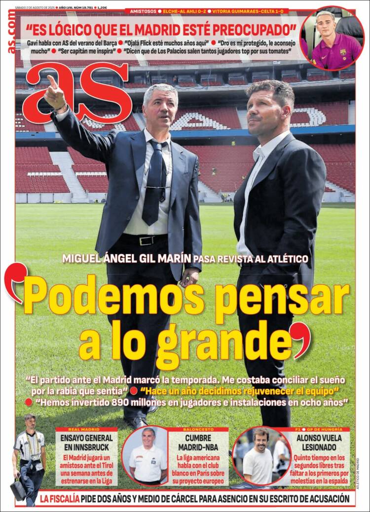 Portadas Deportivas Sábado 2/8/2025