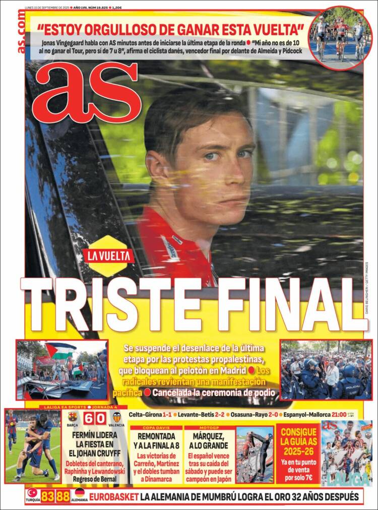 Portadas Deportivas Lunes 15/9/2025