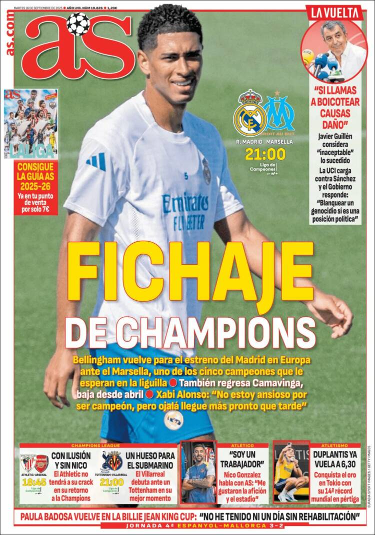 Portadas Deportivas Martes 16/9/2025 Portadas Deportivas Martes 16/9/2025