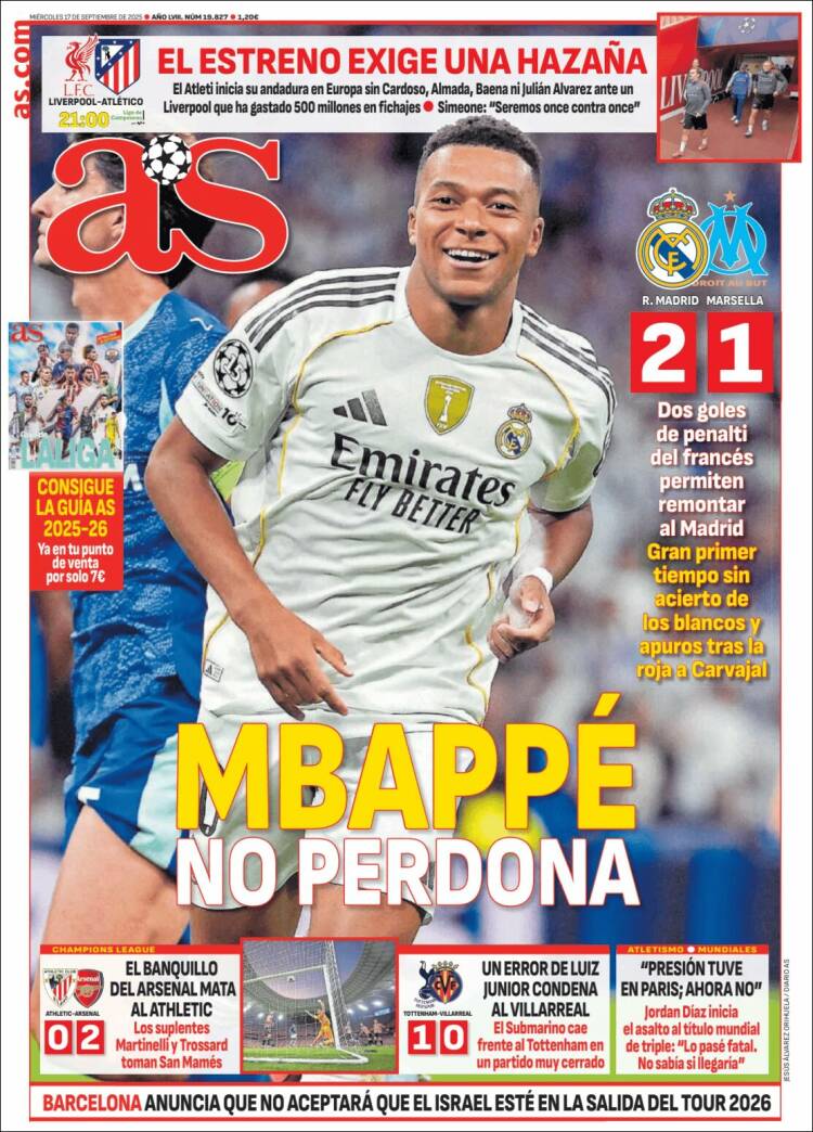 Portadas Deportivas Miércoles 17/9/2025 Portadas Deportivas Miércoles 17/9/2025