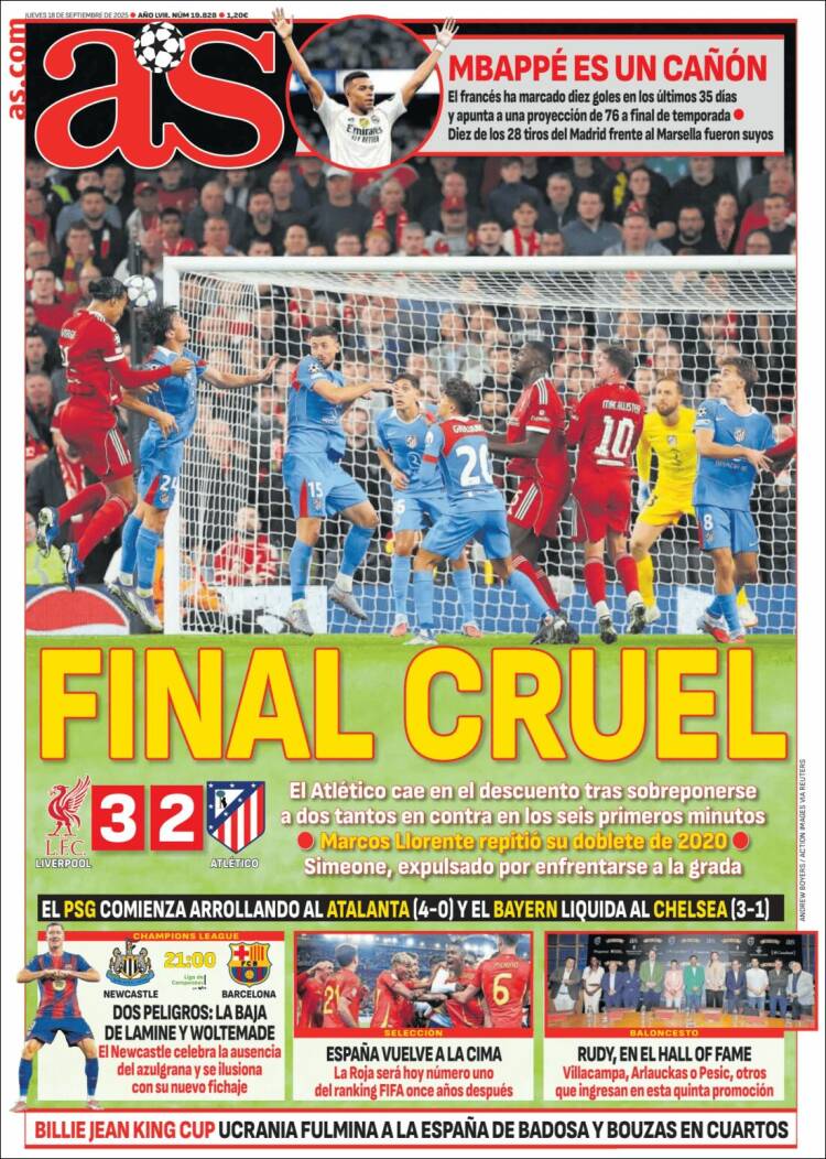 Portadas Deportivas Jueves 18/9/2025