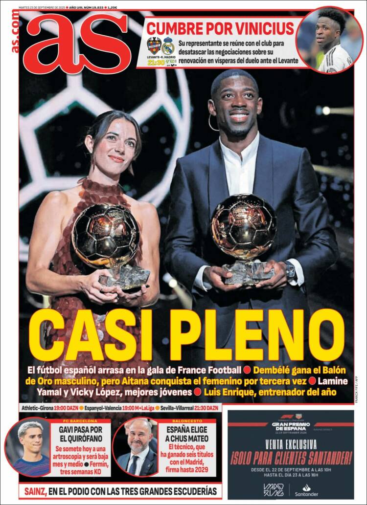 Portadas Deportivas Martes 23/9/2025