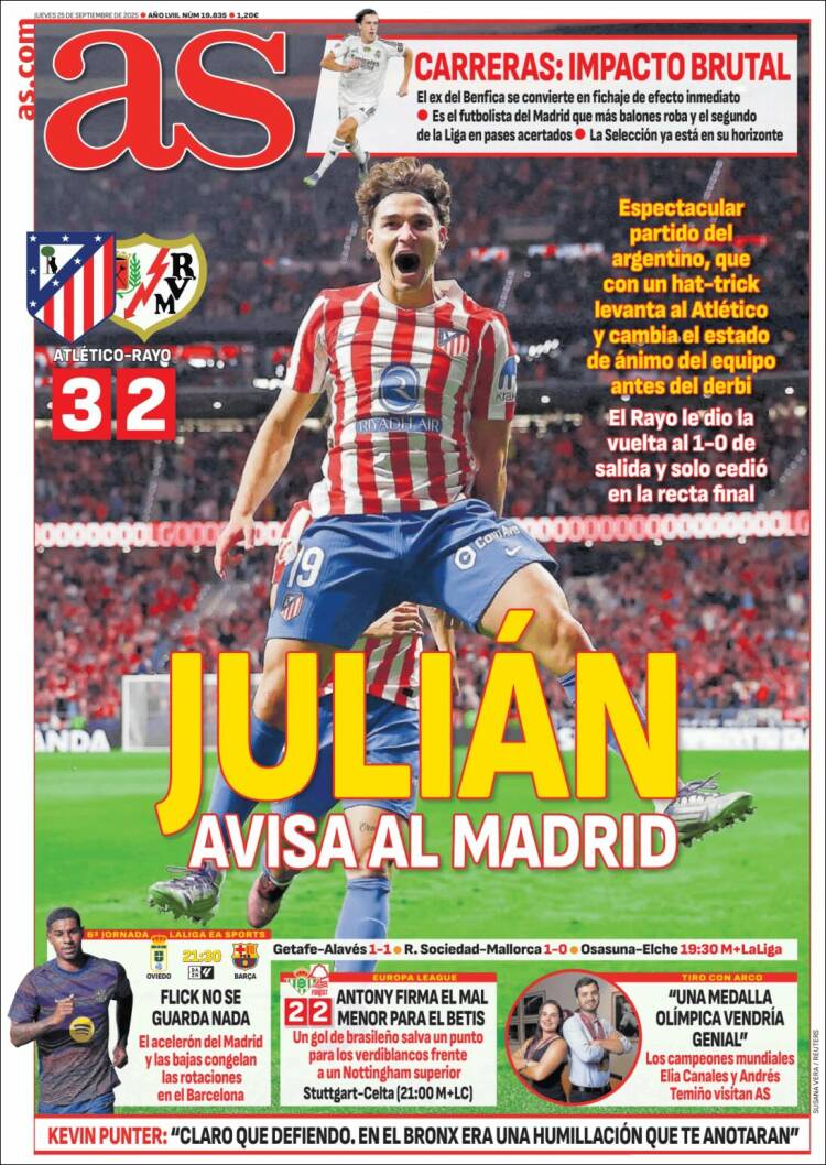 Portadas Deportivas Jueves 25/9/2025