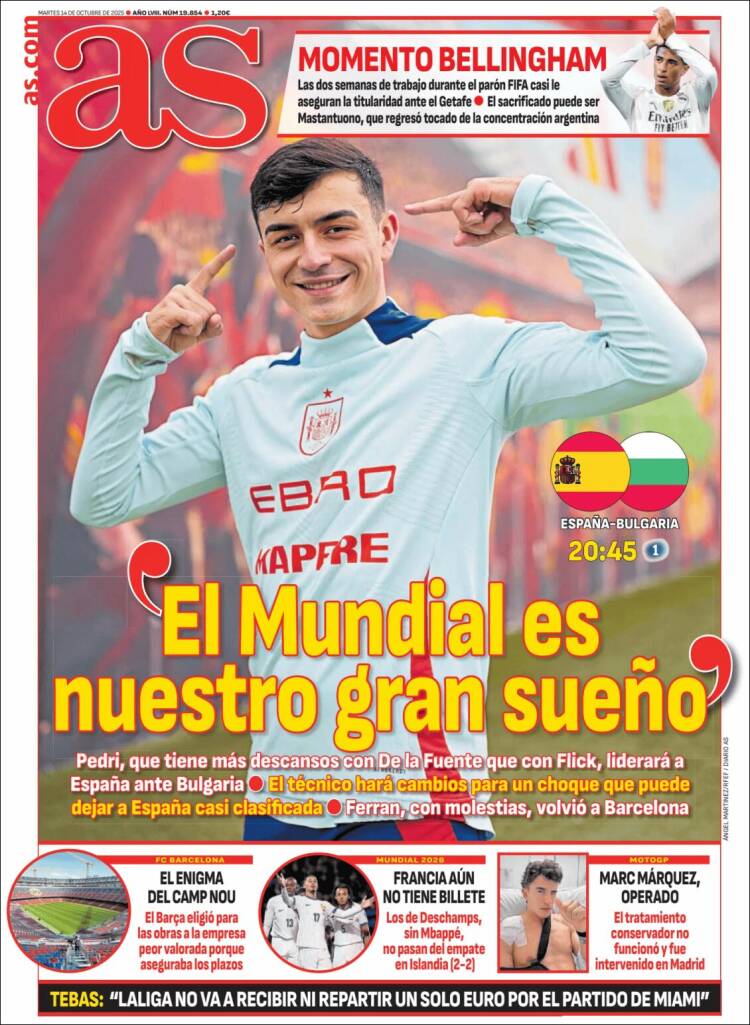 Portadas Deportivas Martes 14/10/2025
