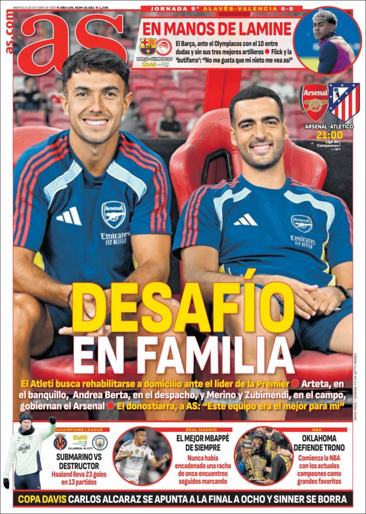 Portadas Deportivas Martes 21/10/2025