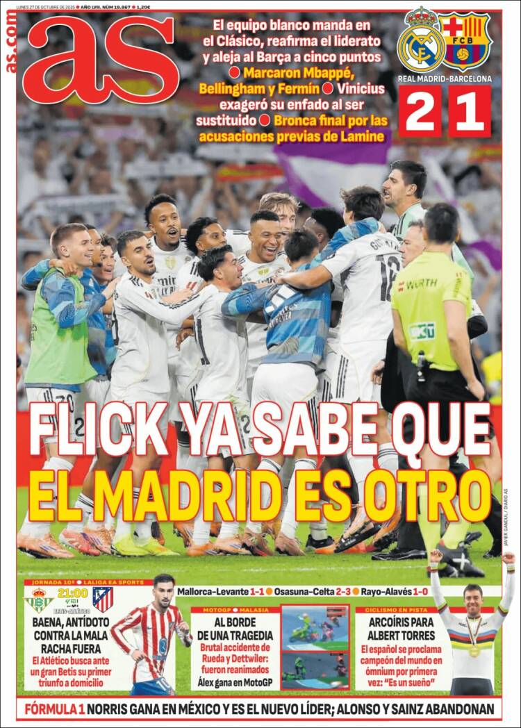 Portadas Deportivas Lunes 27/10/2025 Portadas Deportivas Lunes 27/10/2025