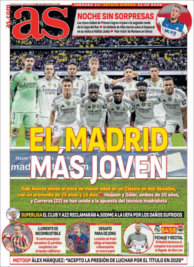 Portadas Deportivas Viernes 31/10/2025 Portadas Deportivas Viernes 31/10/2025