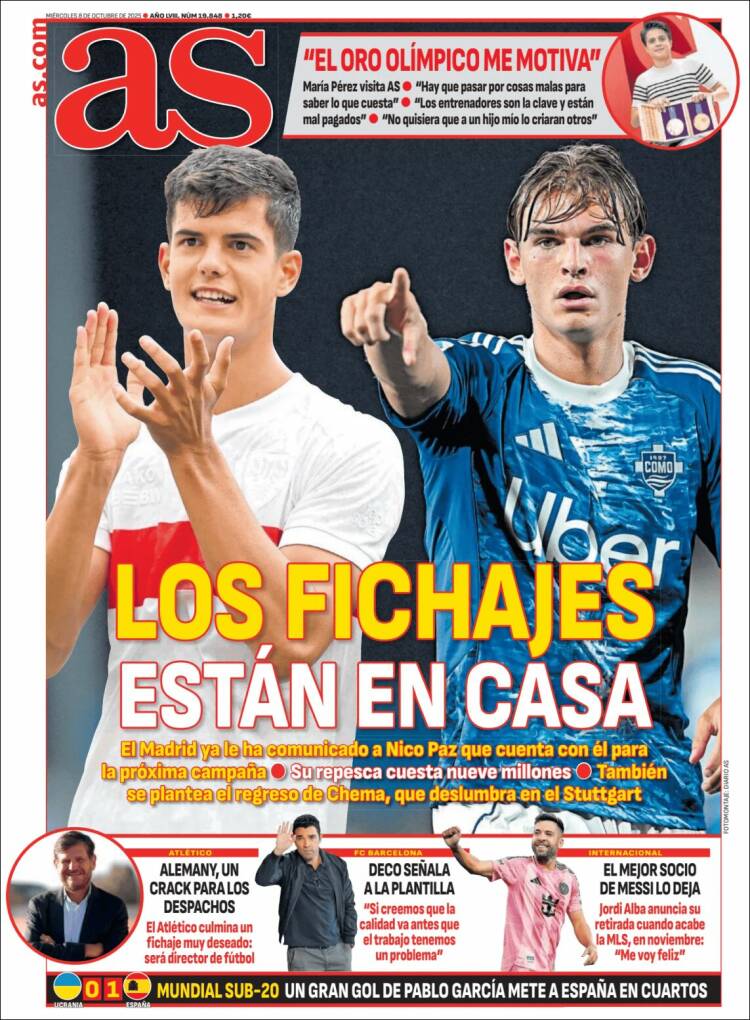 Portadas Deportivas Miércoles 8/10/2025