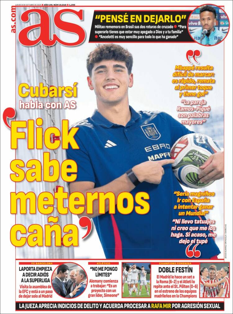Portadas Deportivas Jueves 9/10/2025