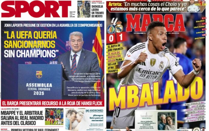Portadas Deportivas Lunes 20/10/2025