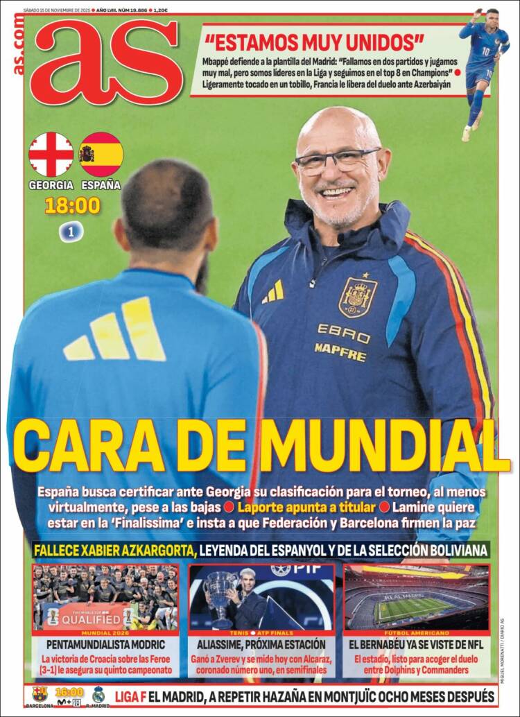 Portadas Deportivas Sábado 15/11/2025