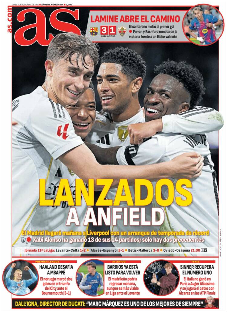 Portadas Deportivas Lunes 3/11/2025