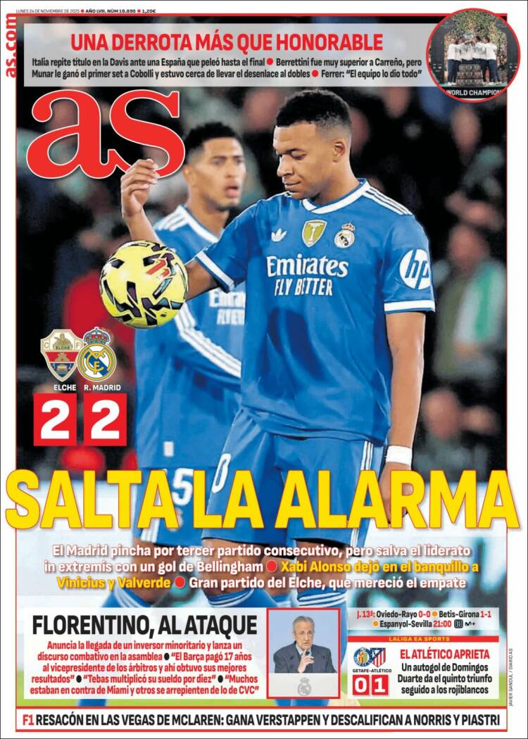 Portadas Deportivas Lunes 24/11/2025
