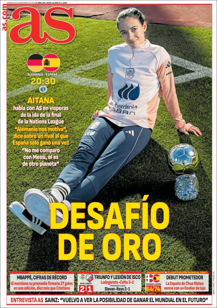 Portadas Deportivas Viernes 28/11/2025
