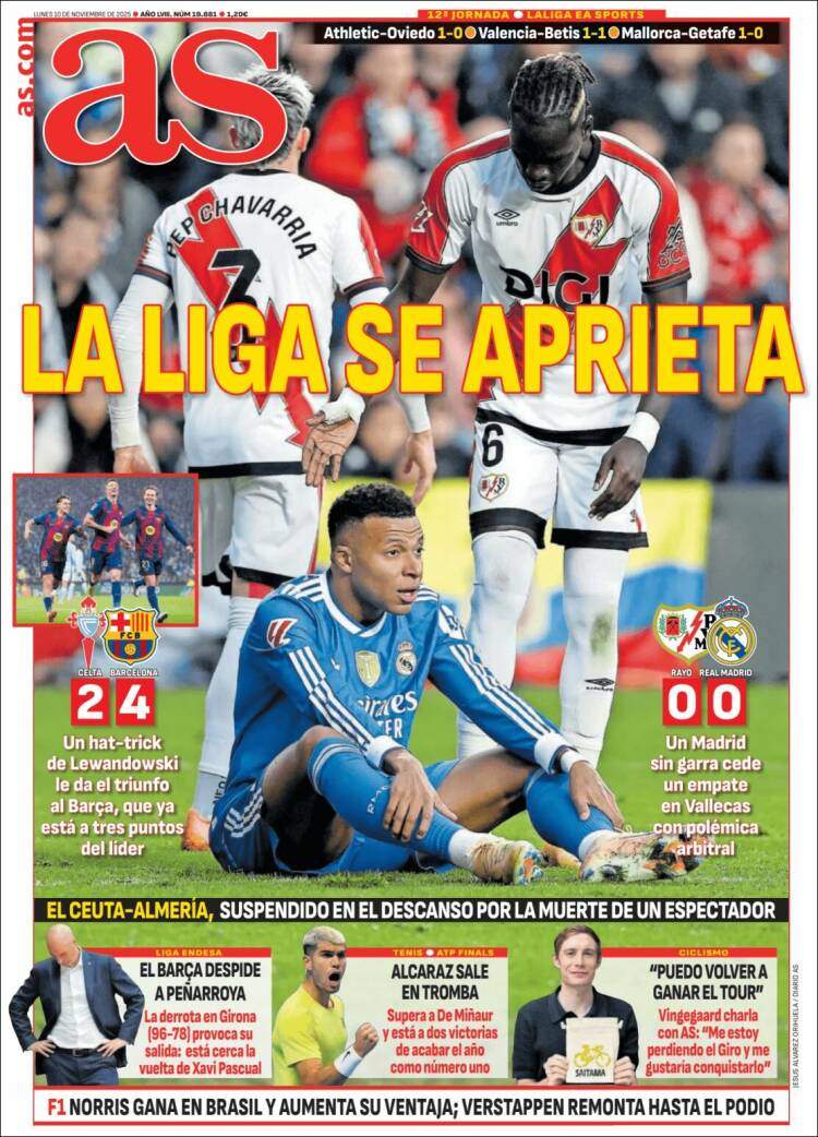 Portadas Deportivas Lunes 10/11/2025 Portadas Deportivas Lunes 10/11/2025