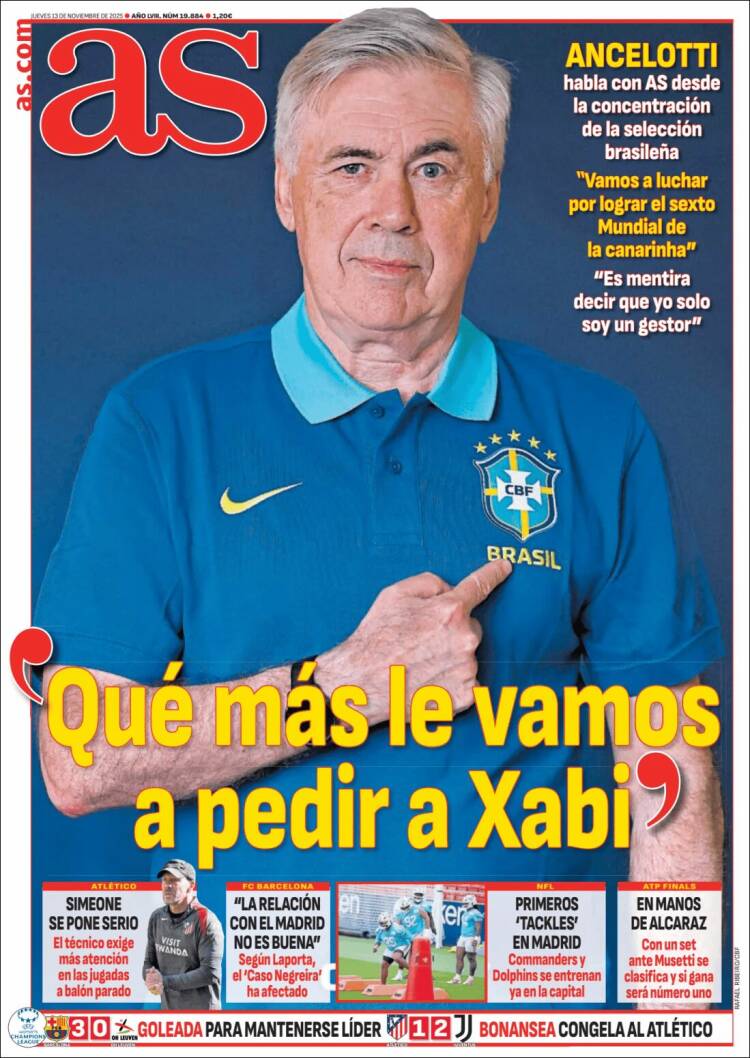 Portadas Deportivas Jueves 13/11/2025 Portadas Deportivas Jueves 13/11/2025