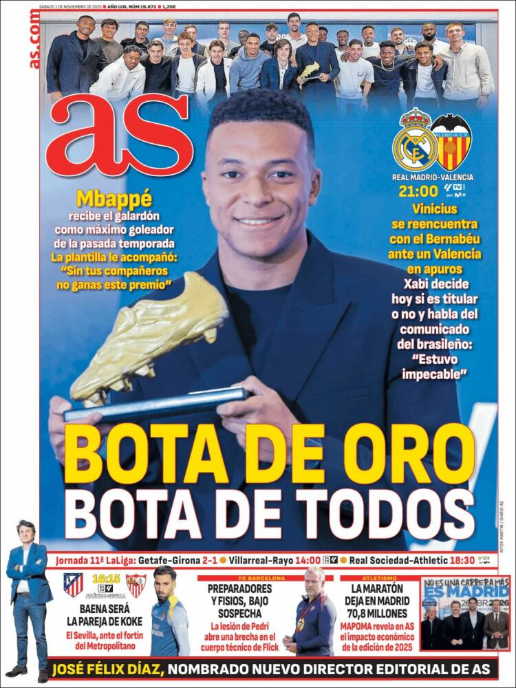 Portadas Deportivas Sábado 1/11/2025 Portadas Deportivas Sábado 1/11/2025