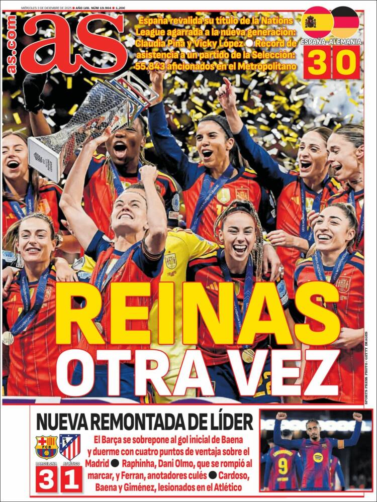 Portadas Deportivas Miércoles 3/12/2025 Portadas Deportivas Miércoles 3/12/2025