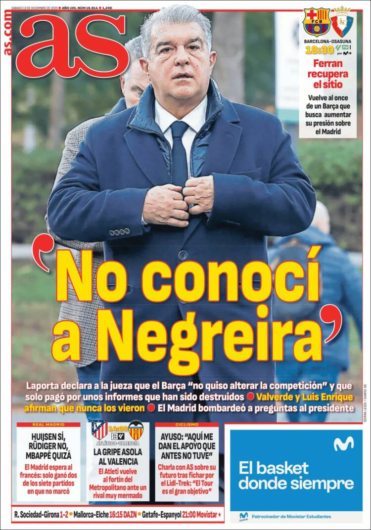 Portadas Deportivas Sábado 13/12/2025 
