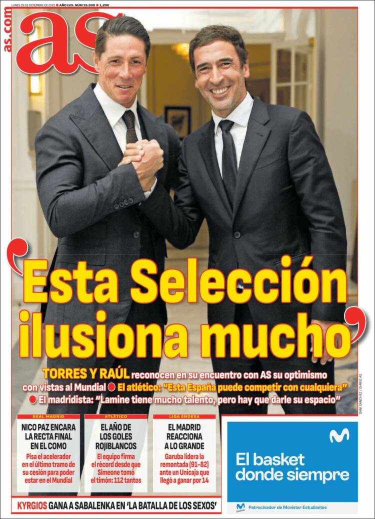 Portadas Deportivas Lunes 29/12/2025 Portadas Deportivas Lunes 29/12/2025