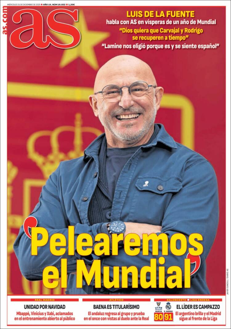 Portadas Deportivas Miércoles 31/12/2025 Portadas Deportivas Miércoles 31/12/2025