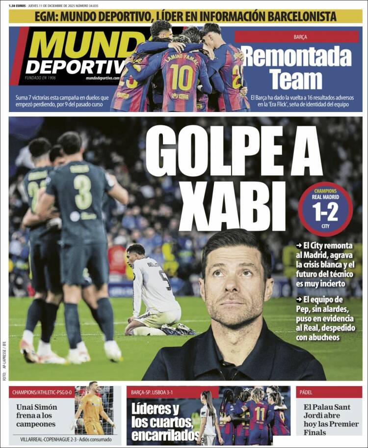 Portadas Deportivas Jueves 11/12/2025 Portadas Deportivas Jueves 11/12/2025