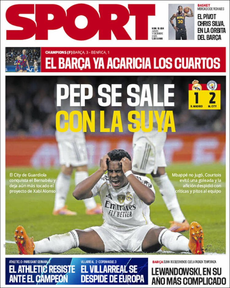 Portadas Deportivas Jueves 11/12/2025 Portadas Deportivas Jueves 11/12/2025