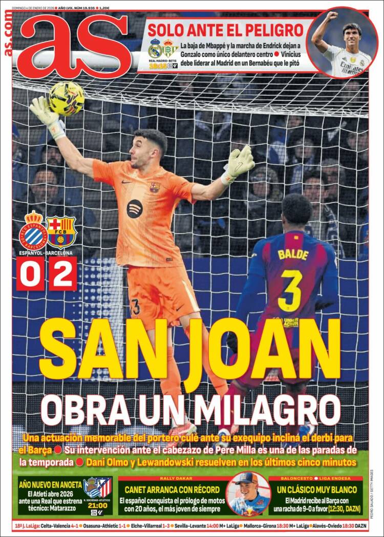 Portadas Deportivas Domingo 4/1/2026