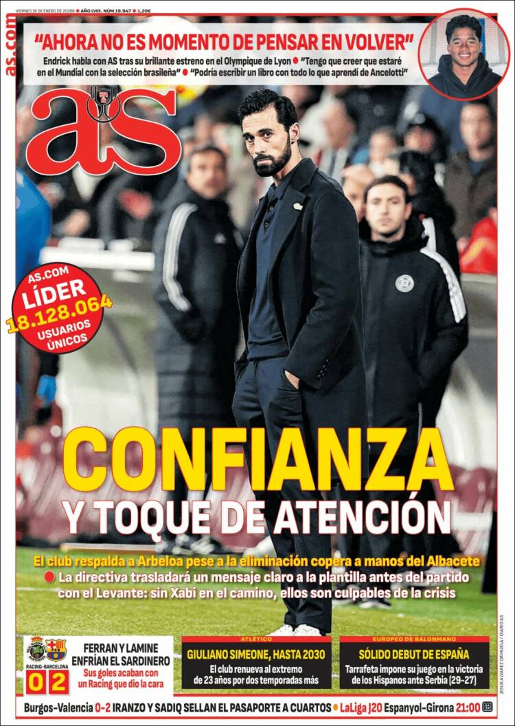 Portadas Deportivas Viernes 16/1/2026