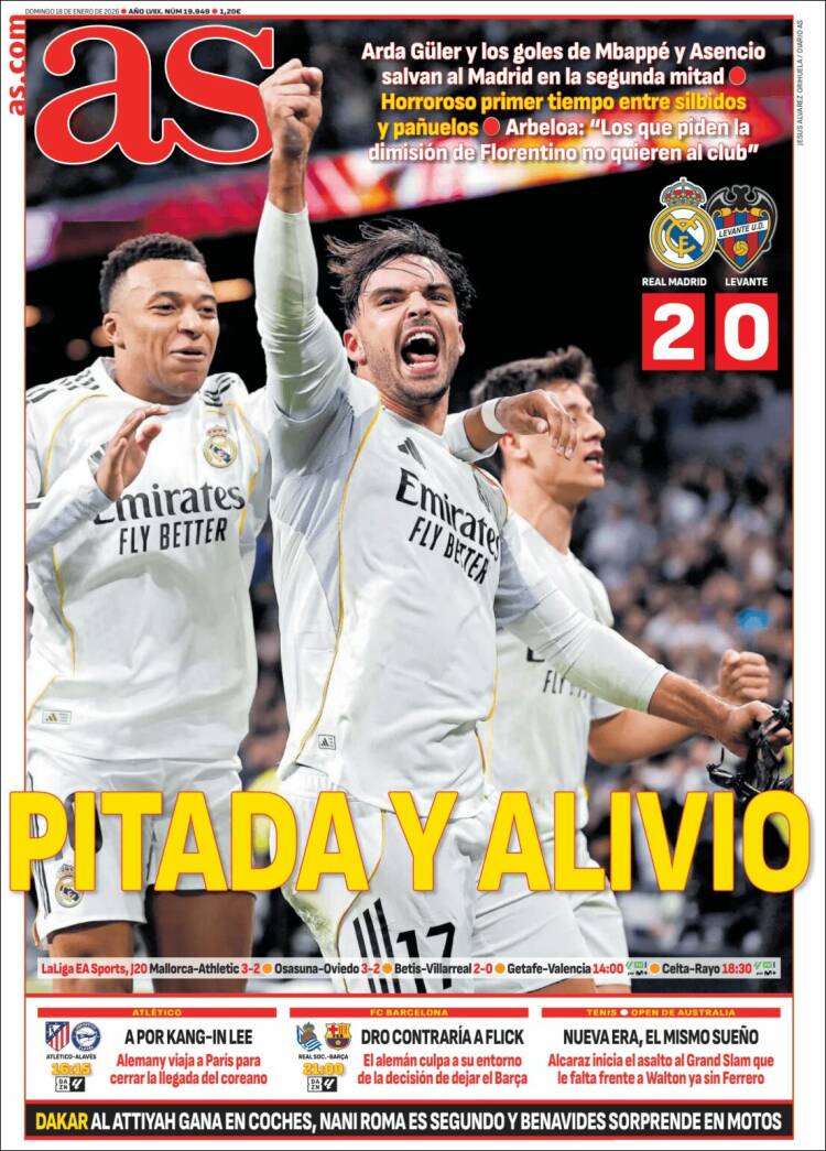 Portadas Deportivas Domingo 18/1/2026 Portadas Deportivas Domingo 18/1/2026