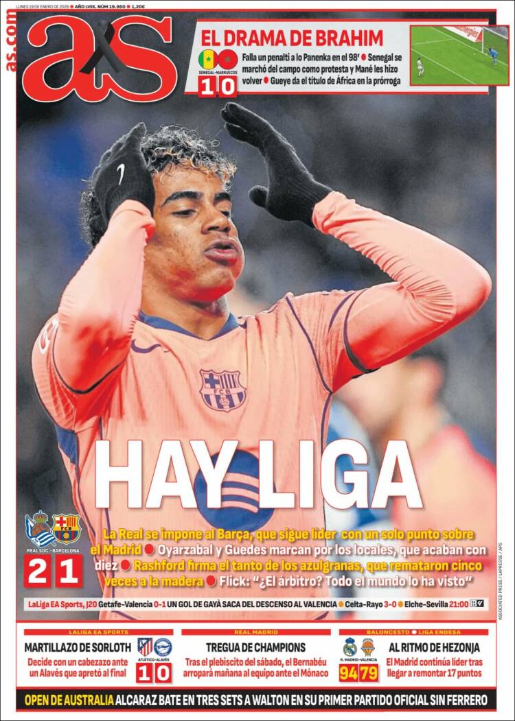 Portadas Deportivas Lunes 19/1/2026