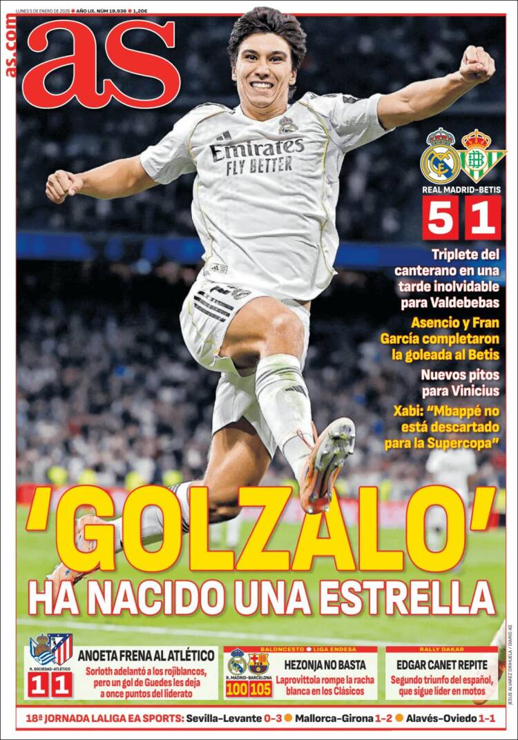 Portadas Deportivas Lunes 5/1/2026 Portadas Deportivas Lunes 5/1/2026