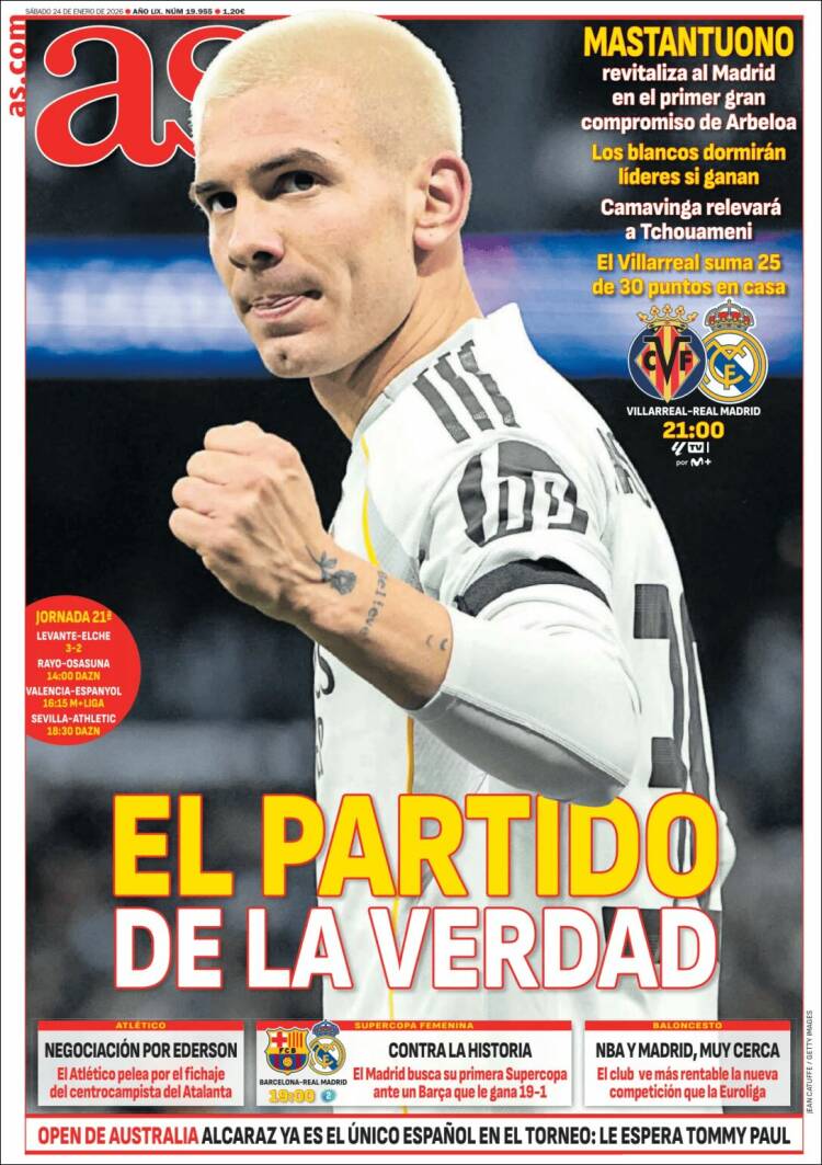 Portadas Deportivas Sábado 24/1/2026 Portadas Deportivas Sábado 24/1/2026
