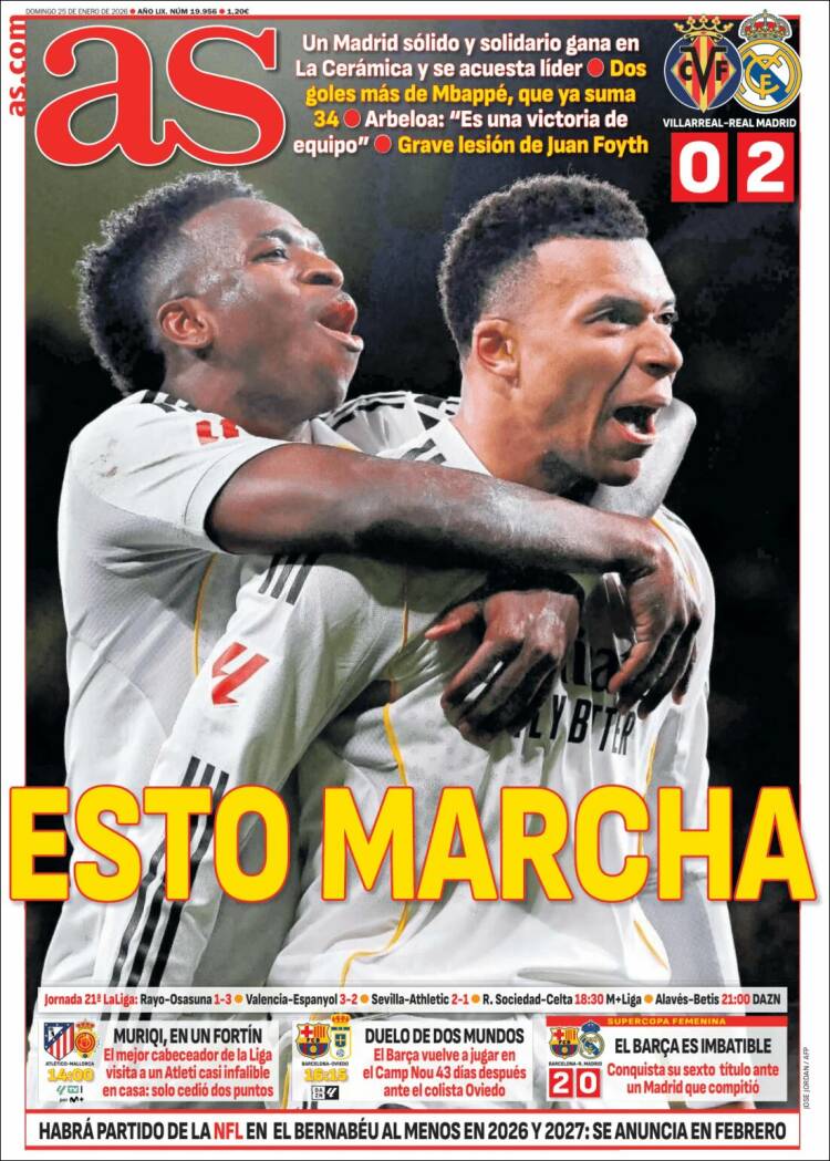 Portadas Deportivas Domingo 25/1/2026 Portadas Deportivas Domingo 25/1/2026