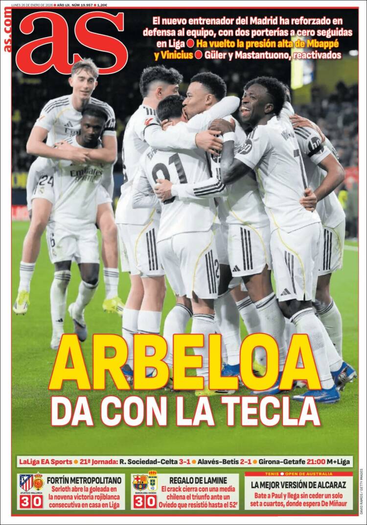 Portadas Deportivas Lunes 26/1/2026 Portadas Deportivas Lunes 26/1/2026