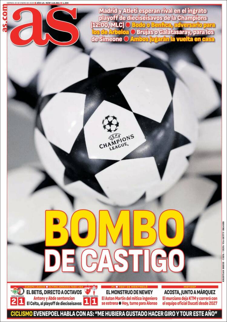 Portadas Deportivas Viernes 30/1/2026 Portadas Deportivas Viernes 30/1/2026