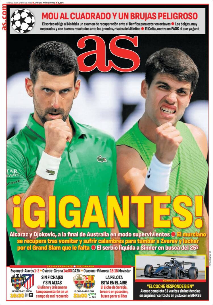 Portadas Deportivas Sábado 31/1/2026
