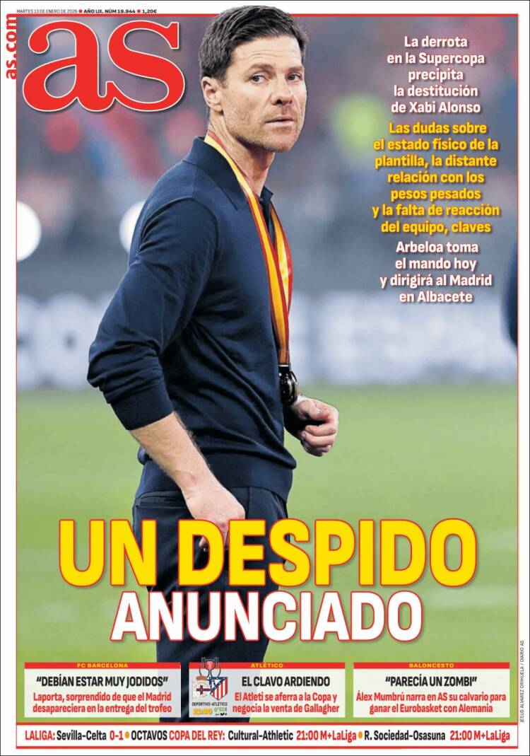 Portadas Deportivas Martes 13/1/2026 Portadas Deportivas Martes 13/1/2026