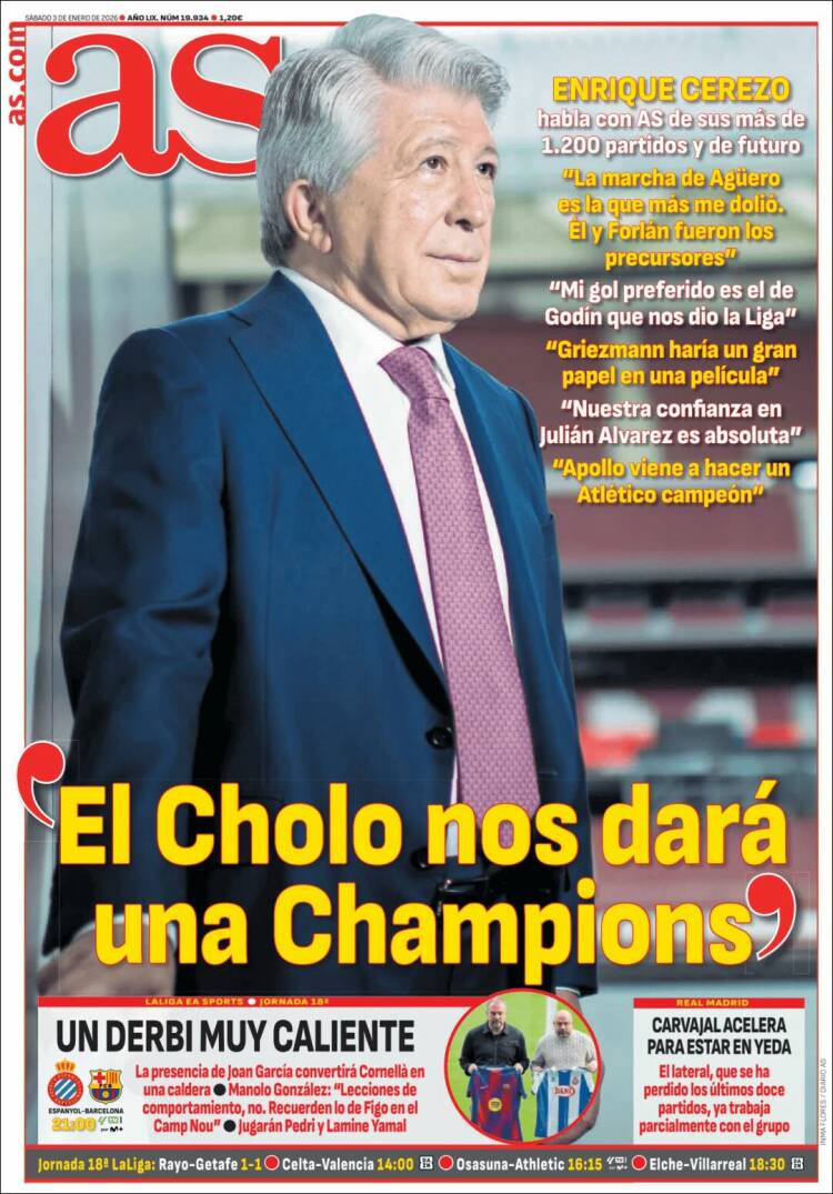 Portadas Deportivas Sábado 3/1/2026 